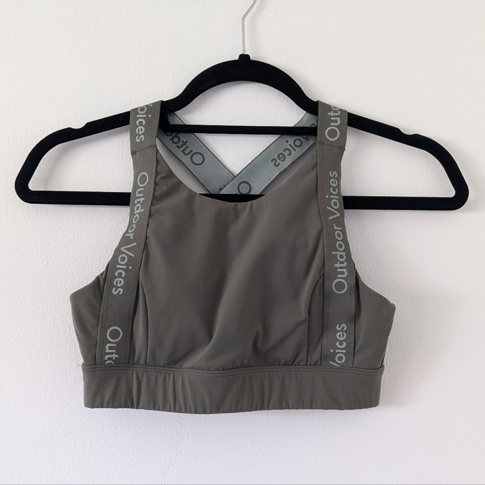 Outdoor Voices Green Snacks Strappy Sports Bra Womens XS